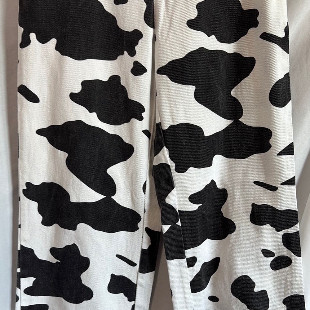 SHEIN Monochrome Cow Pattern Wide Leg Pants XS138 - Picture 3 of 10